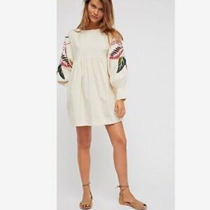 Free People Mini Obsessions Embroidered Dress in Cream